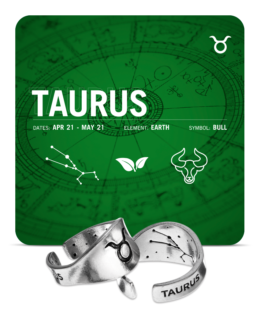 Zodiac Sign Signet Ring - Taurus - Symbol | Jewelry Zodiac Sign Signet Ring - Taurus - Symbol | Jewelry