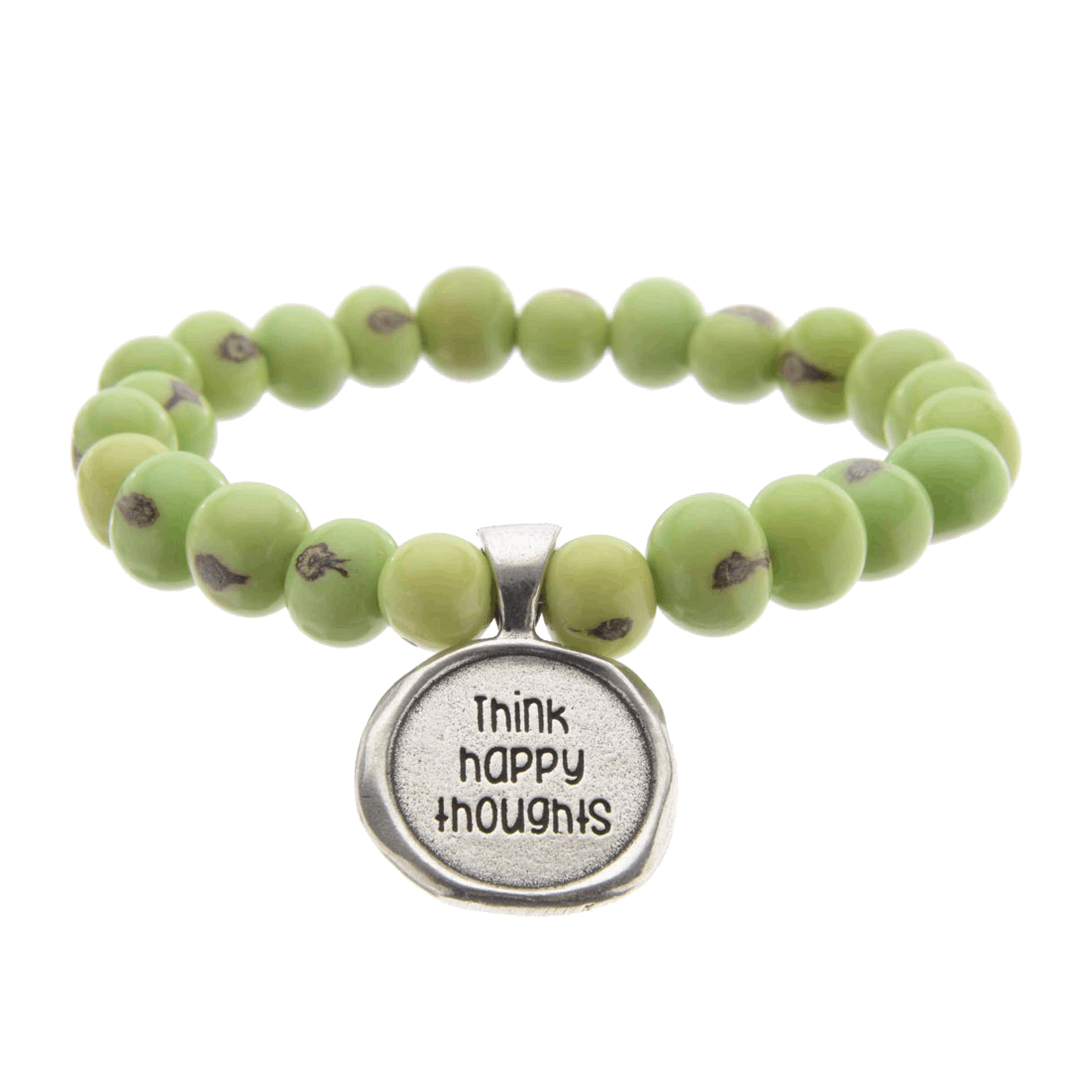 acai seeds of life bracelet with think happy thoughts wax seal