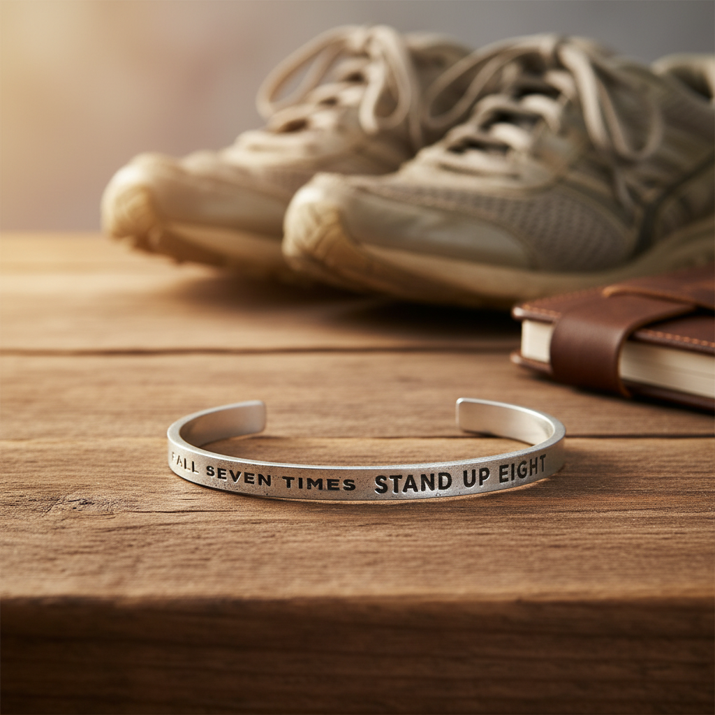 Fall 7 Times Stand Up 8 Quotable Cuff Bracelet | Resilience Gift