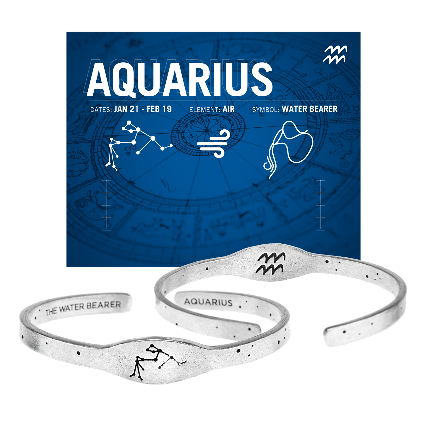 Zodiac Cuff Bracelet - Aquarius