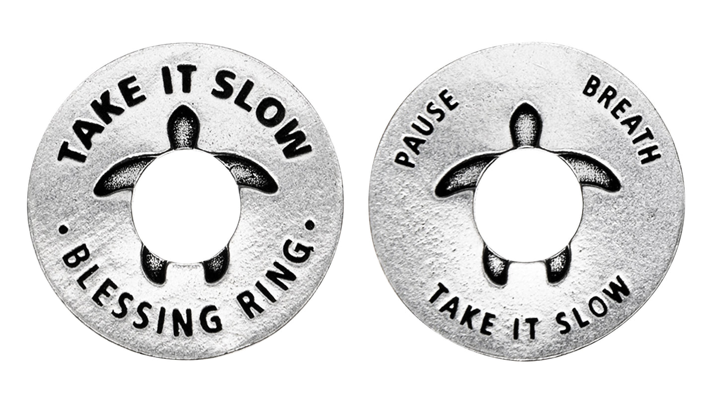 Take it Slow Blessing Rings front and back