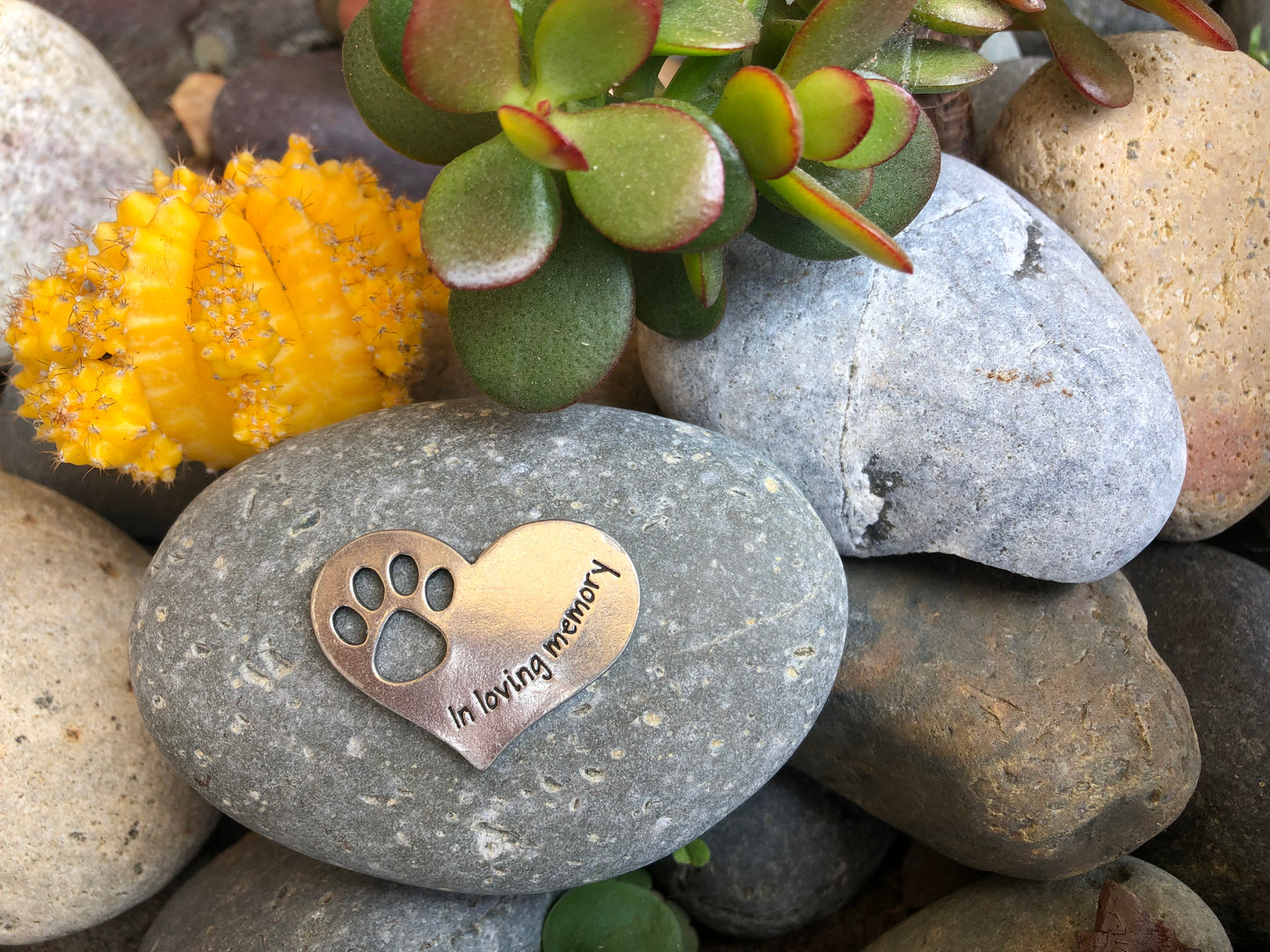 Pet Memorial Gift In Loving Memory Paw Print Stone for Dogs or Cats - Sympathy Remembrance Gift by Whitney Howard Designs - Whitney Howard Designs