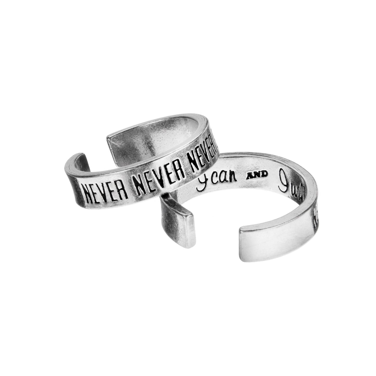 Never Never Never Give Up Inspire Rings