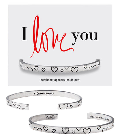 I Love You Quotable Cuff Bracelet with backer card