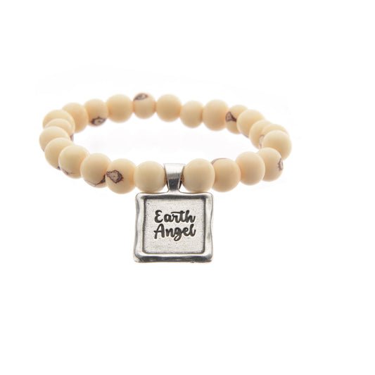 Acai Seeds Of Life Bracelet with Wax Seal - White Beads