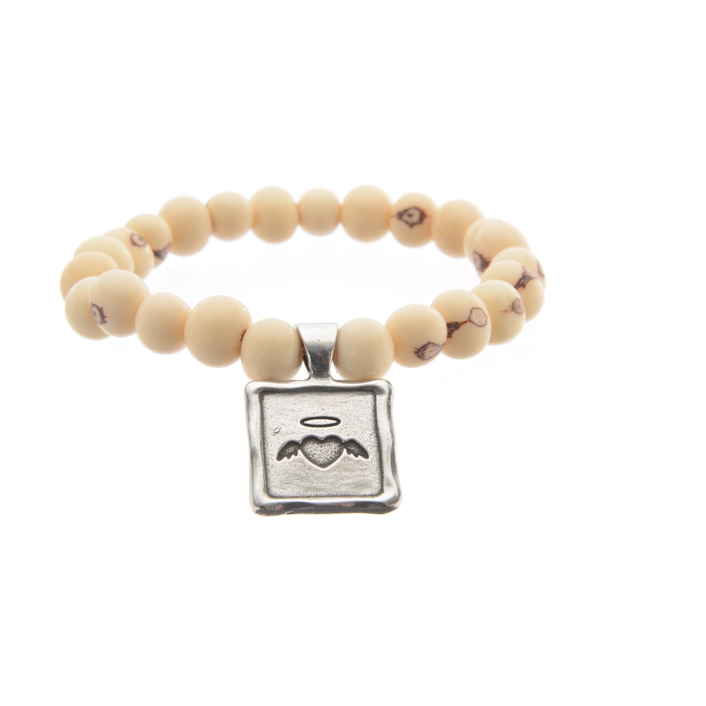 Acai Seeds Of Life Bracelet with Wax Seal - White Beads