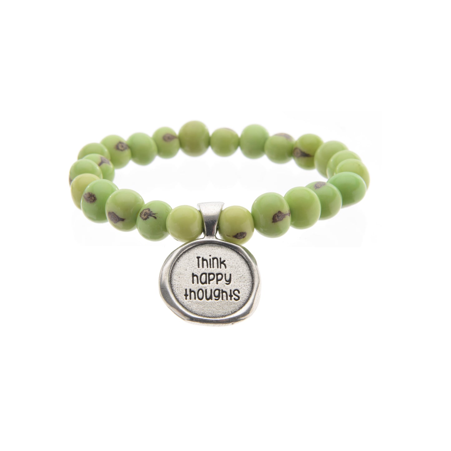 Acai Seeds Of Life Bracelet with Wax Seal - Spring Green Beads