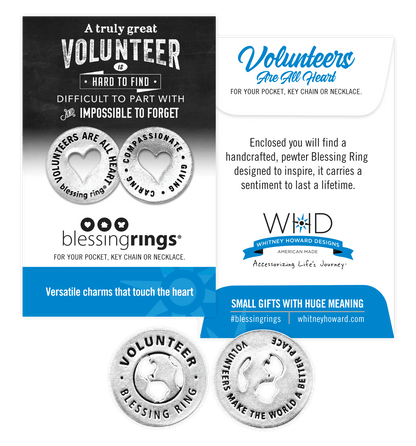 Volunteer Blessing Ring Charm - Volunteers make the world a better place