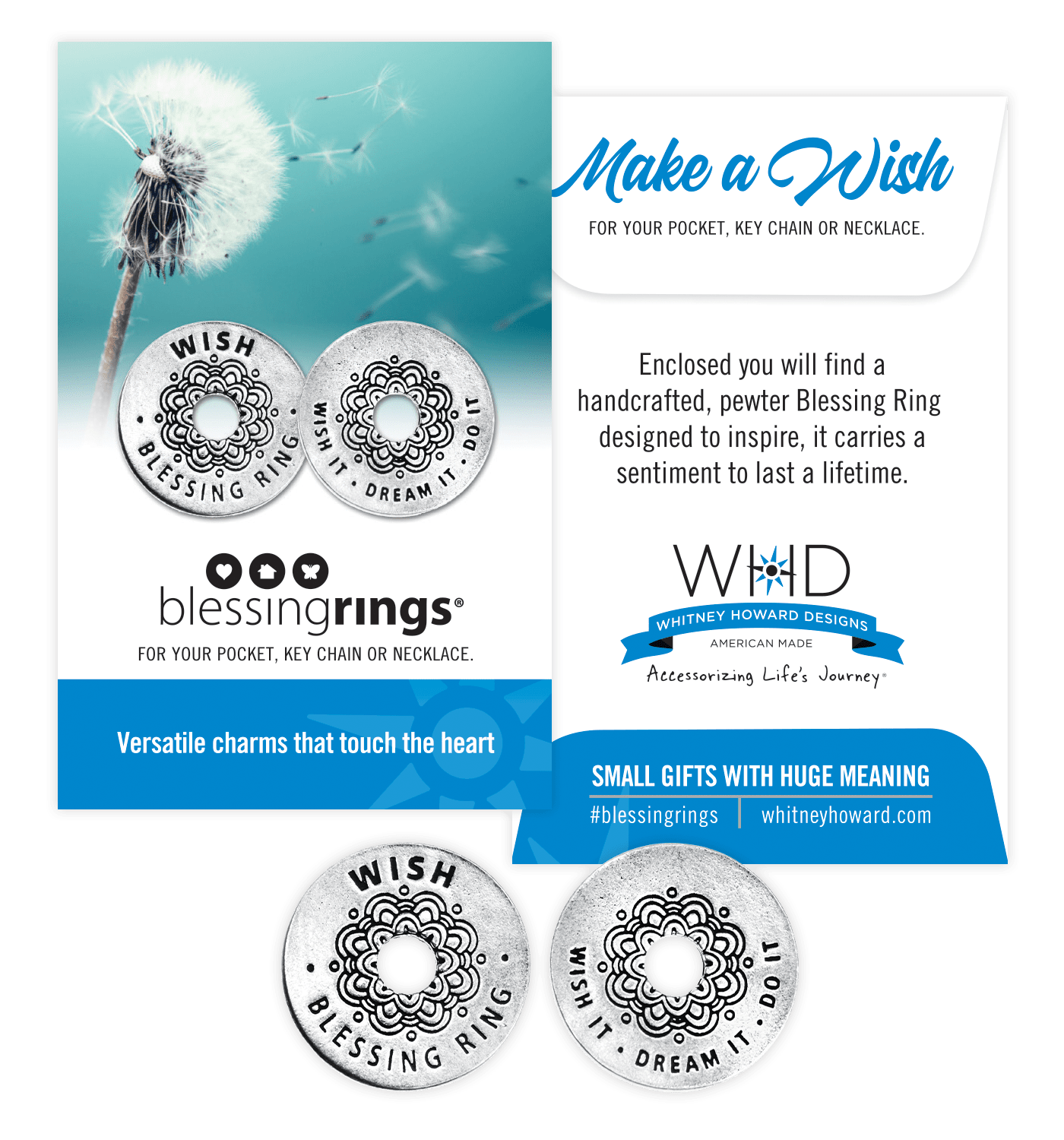 "Wish Blessing Ring | Wish It Dream It Do It Inspirational Charm"
