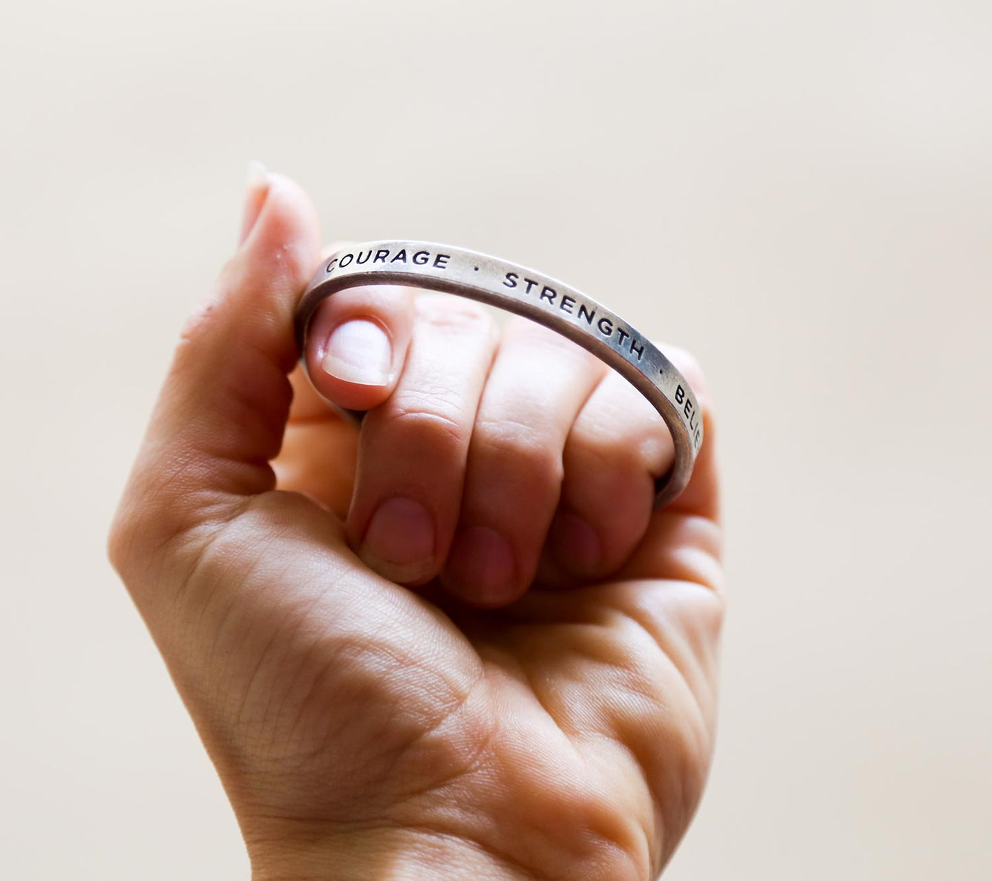 Courage-Strength-Believe Quotable Cuff Bracelet