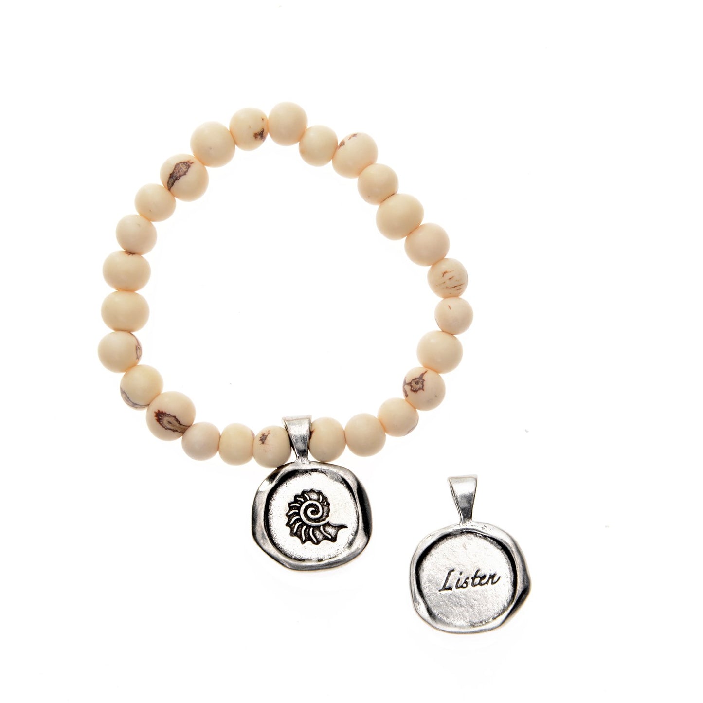 Acai Seeds Of Life Bracelet with Wax Seal - White Beads