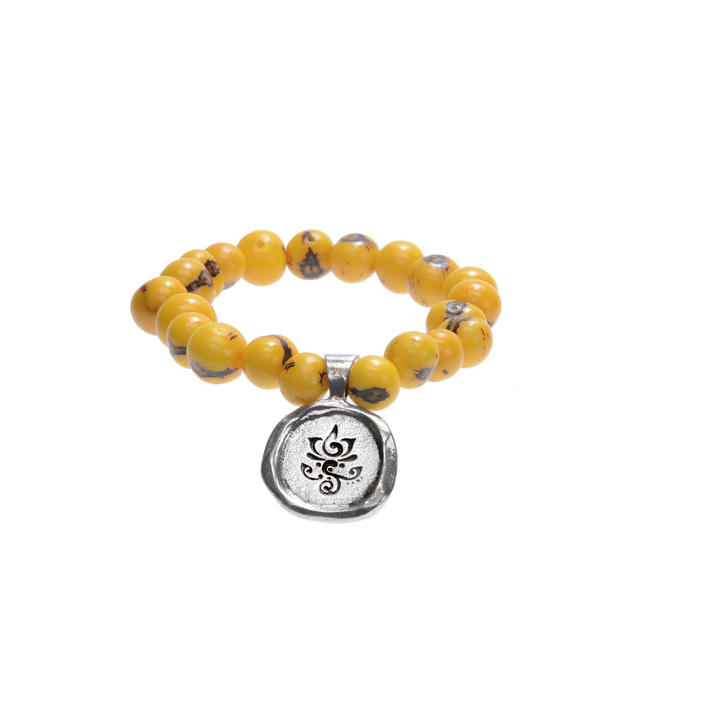 Acai Seeds Of Life Bracelet with Wax Seal - Yellow Beads