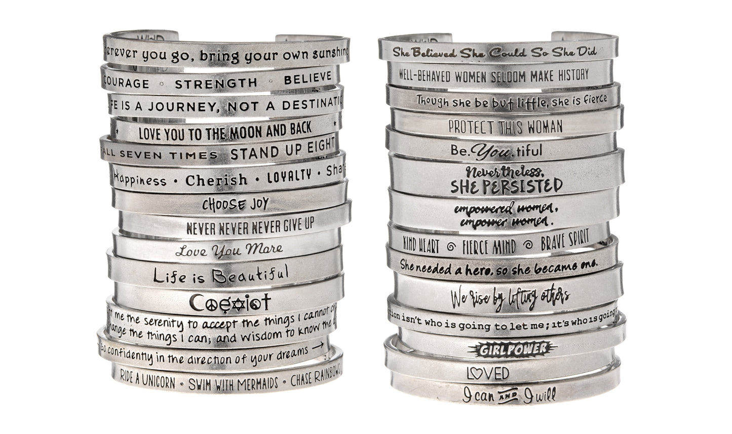 Though She Be But Little She Is Fierce Quotable Cuff Bracelet