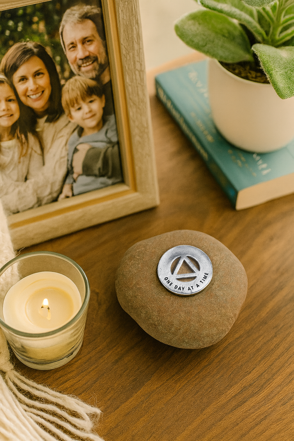 One Day at a Time Meditation Stone - Mindfulness & Inspiration