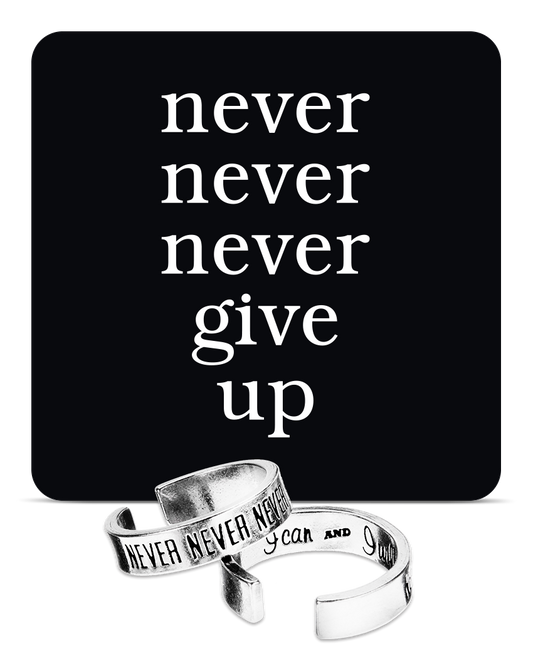 Never Never Never Give Up Inspire Rings