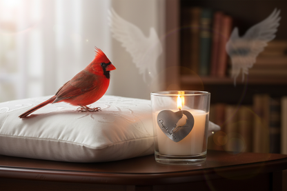Angels are Near candle with cardinal