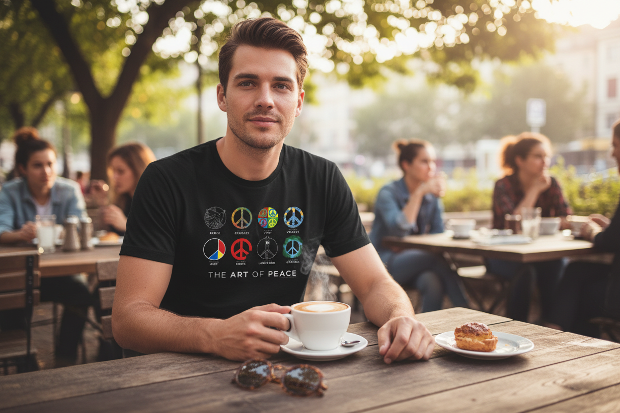 Art of Peace T-Shirt at Cafe