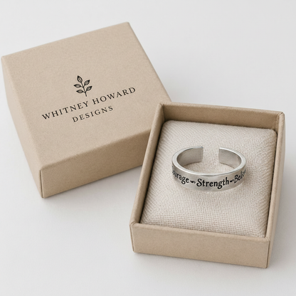 Courage Strength Believe Ring in Box