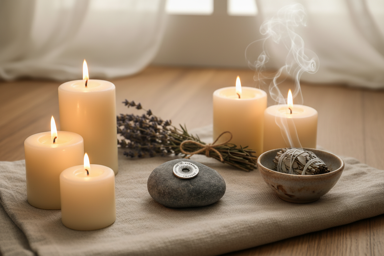 Courage Strength Courage meditation stone in healing setting
