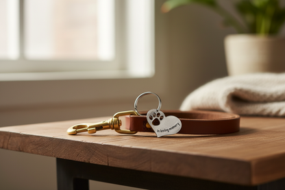 Forever in My Heart Charm Quarter-Sized on Keychain with Leash