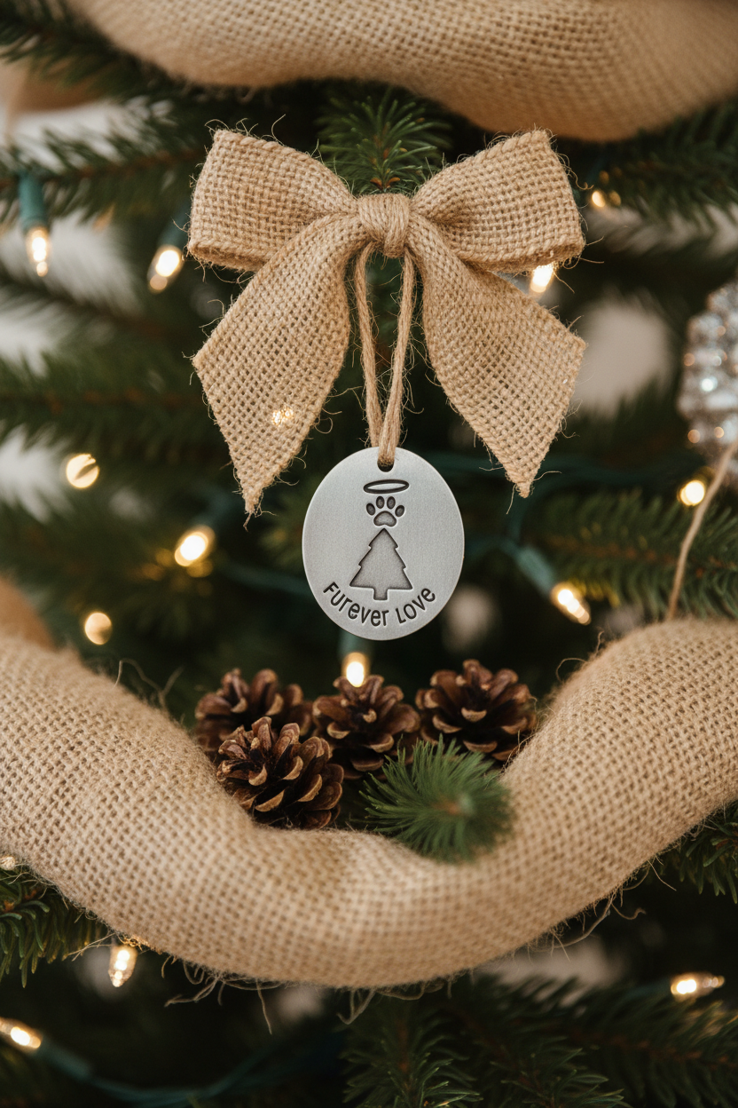 Furever Love Ornament on Burlap Ribbon