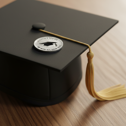 Graduation Token Prominent on Cap