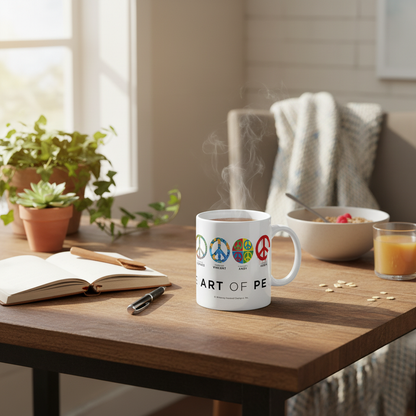 Art of Peace mug on peaceful morning breakfast table