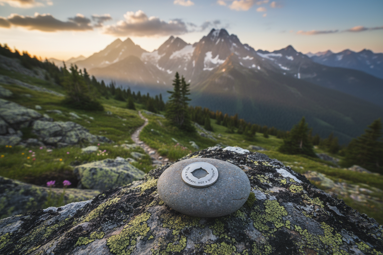 Life is a Journey meditation stone in mountain setting