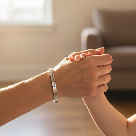 Love You More bracelet worn correctly