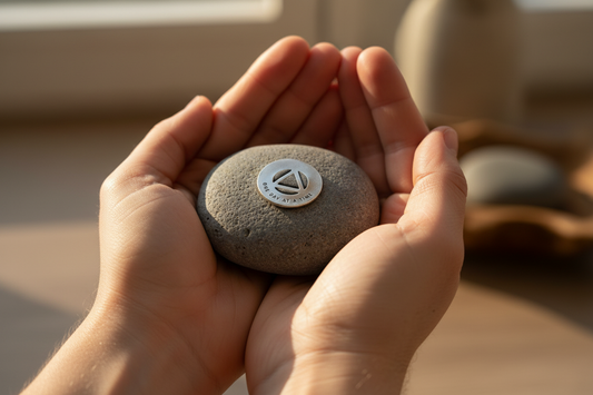 Meditation stone held in hands