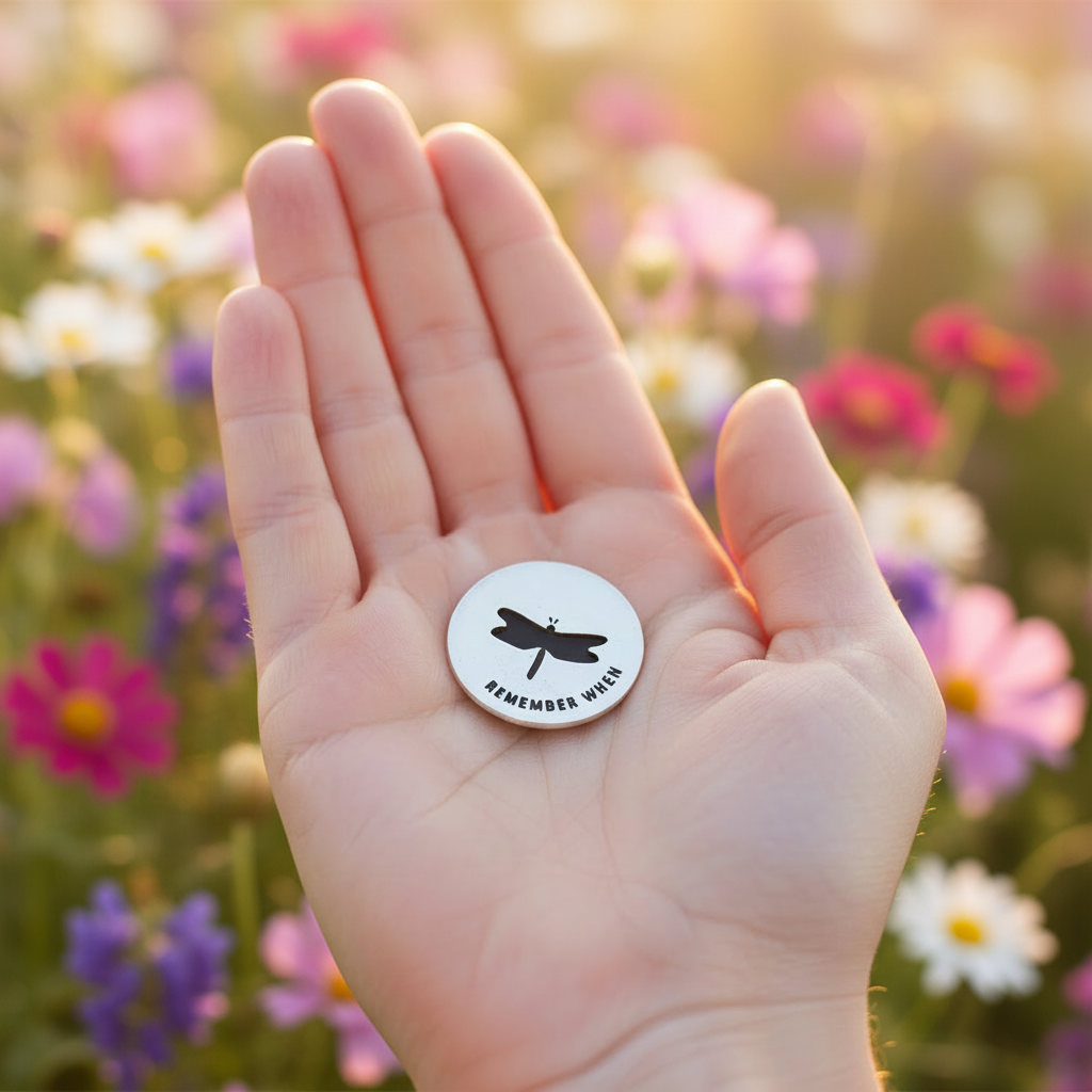 Memories Blessing Ring in Hand with Floral Background