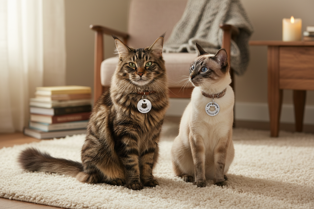 Nice Kitty Blessing Ring Charms on Two Cats