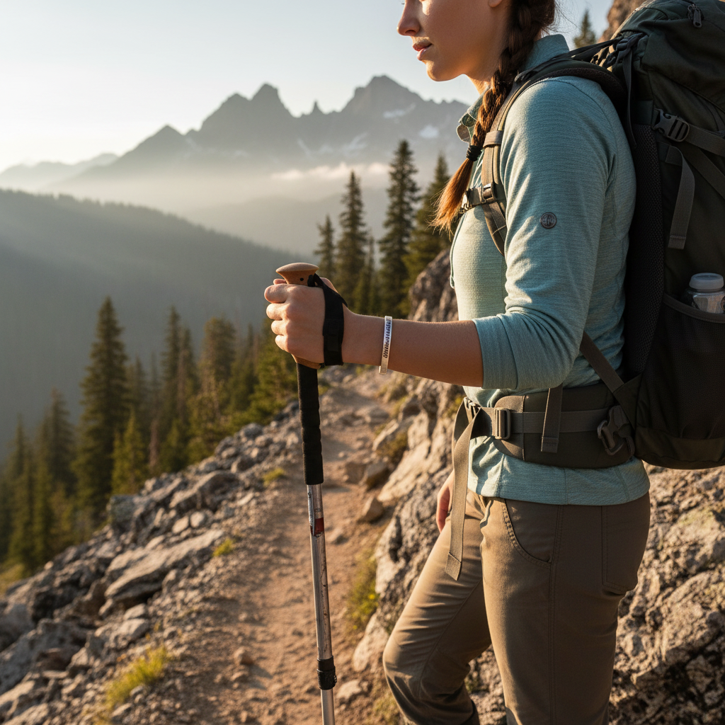 Not All Those Who Wander Are Lost cuff on hiker at actual size