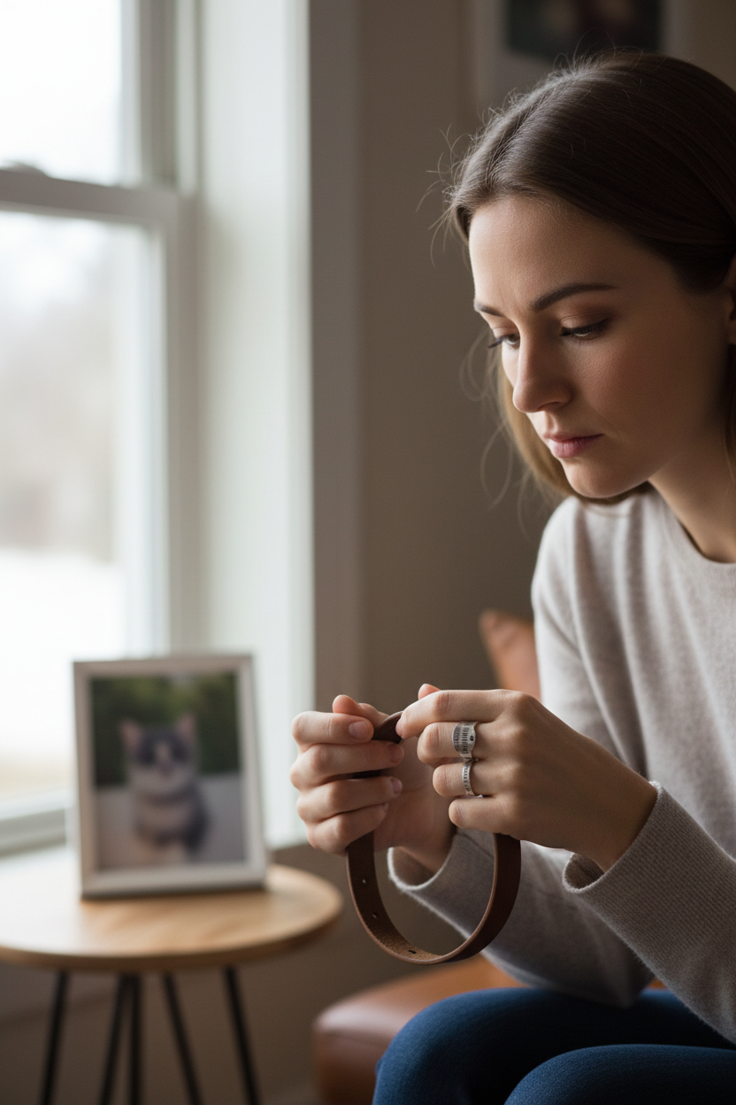 Pet Loss Memorial Ring - Woman Grieving