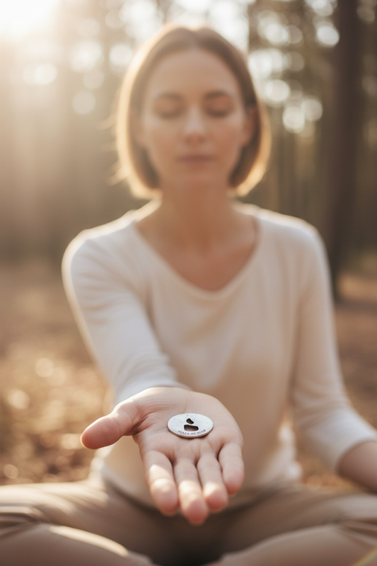 Serenity Blessing Ring Quarter Size in Palm