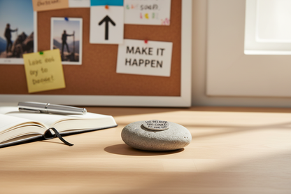 She Believed She Could So She Did meditation stone in empowering setting