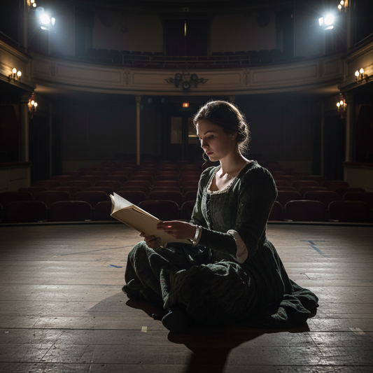 To Thine Own Self Be True cuff on woman reading script in theater