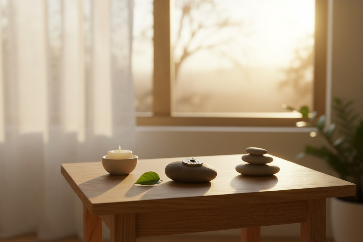 Truly Blessed meditation stone in meaningful setting