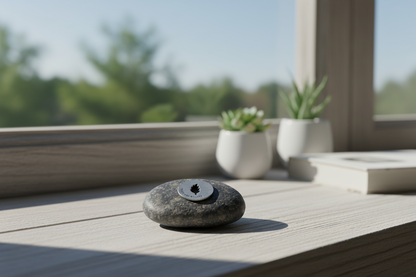 Trust and Believe meditation stone in everyday setting