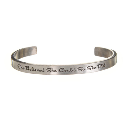 She Believed She Could, So She Did Quotable Cuff Bracelet