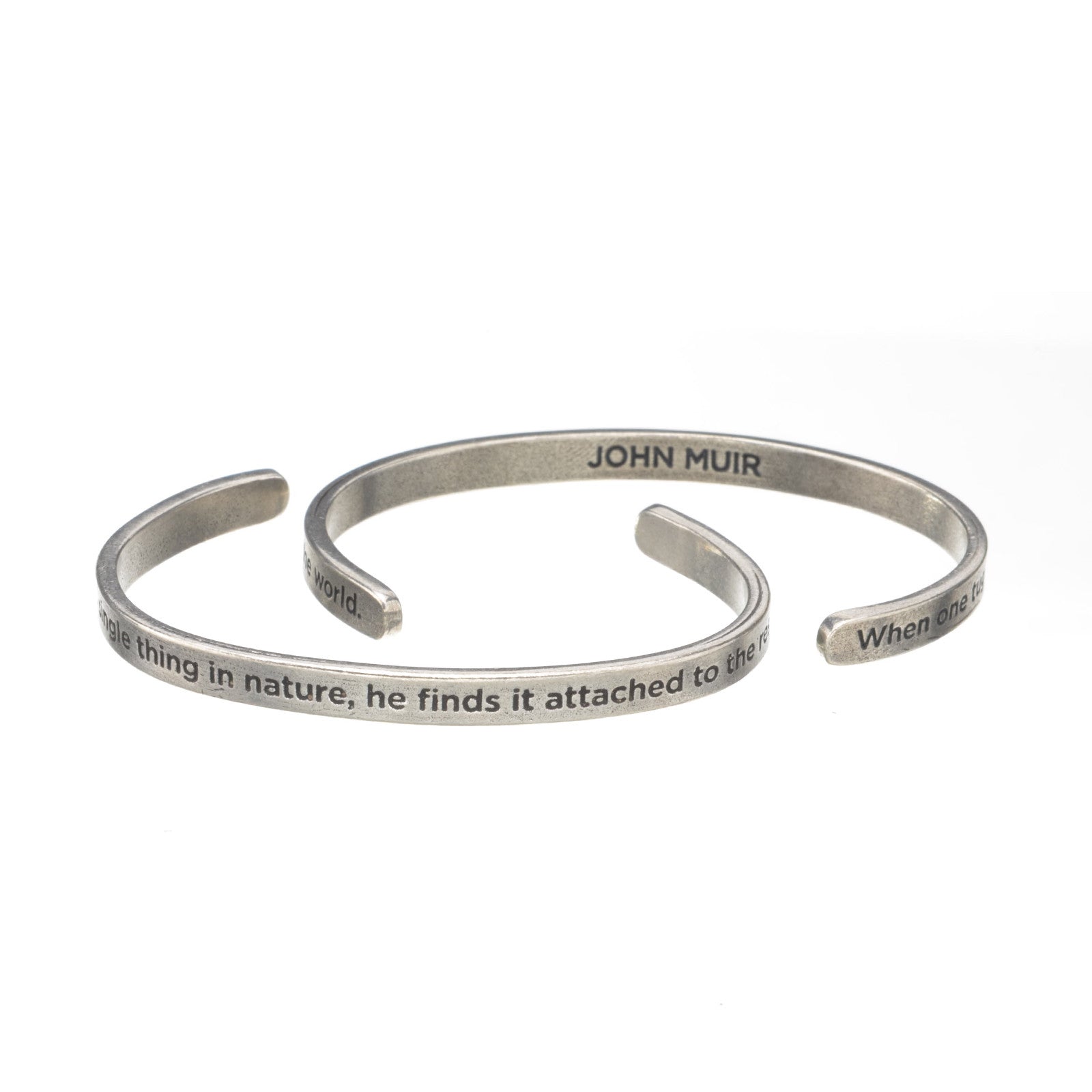 When One Tugs at a Single Thing in Nature... John Muir Quotable Cuff Bracelet