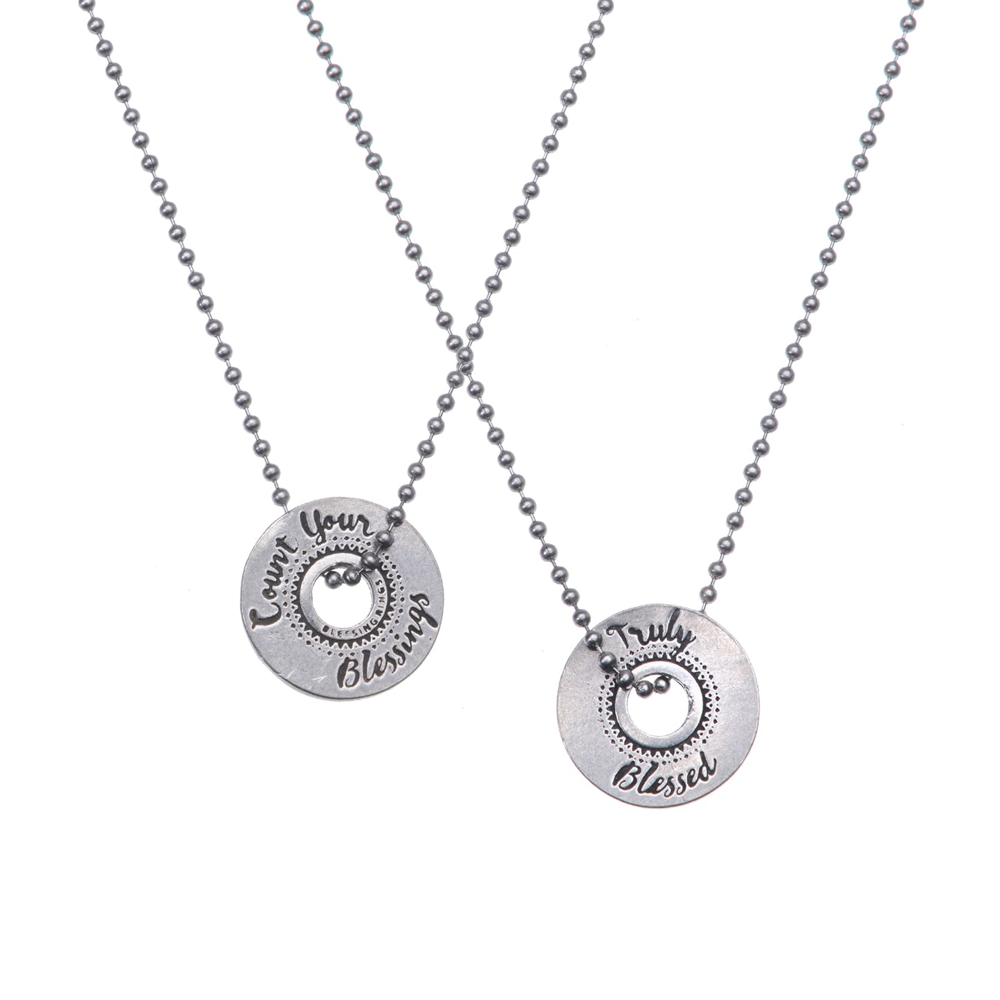 Count Your Blessings Blessing Ring on a necklace