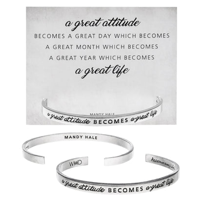A Great Attitude Becomes a Great Life Quotable Cuff Bracelet