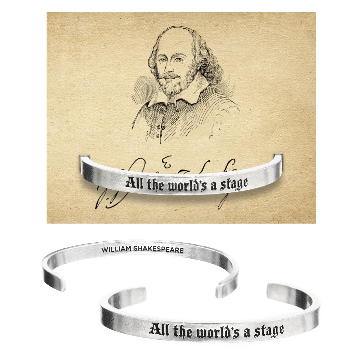 All The World's A Stage Shakespeare Quotable Cuff Bracelet