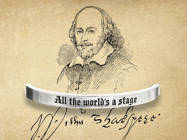All The World's A Stage Quotable Cuff Bracelet on backer card