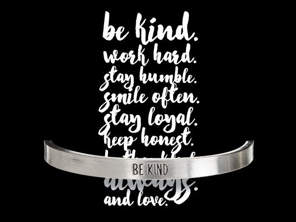 Be Kind Quotable Cuff Bracelet on backer card