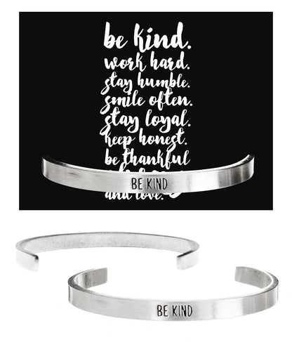 Be Kind Quotable Cuff Bracelet with backer card