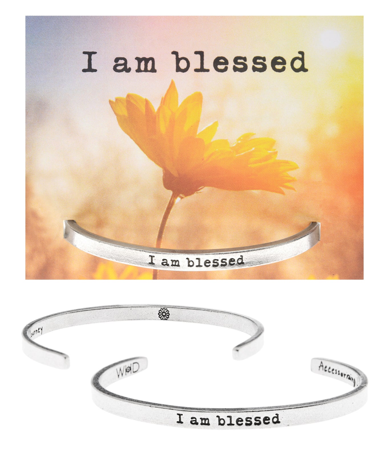 I Am Blessed Quotable Cuff Bracelet with backer card