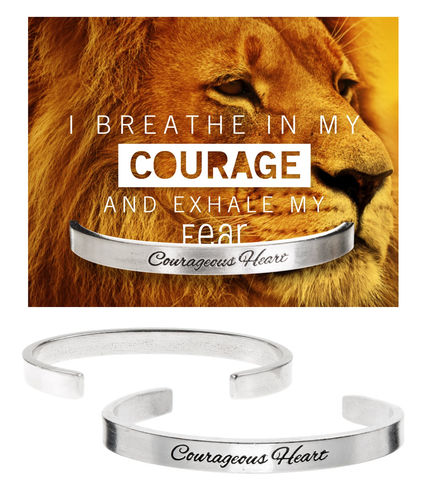 Courageous Heart Quotable Cuff Bracelet with backer card