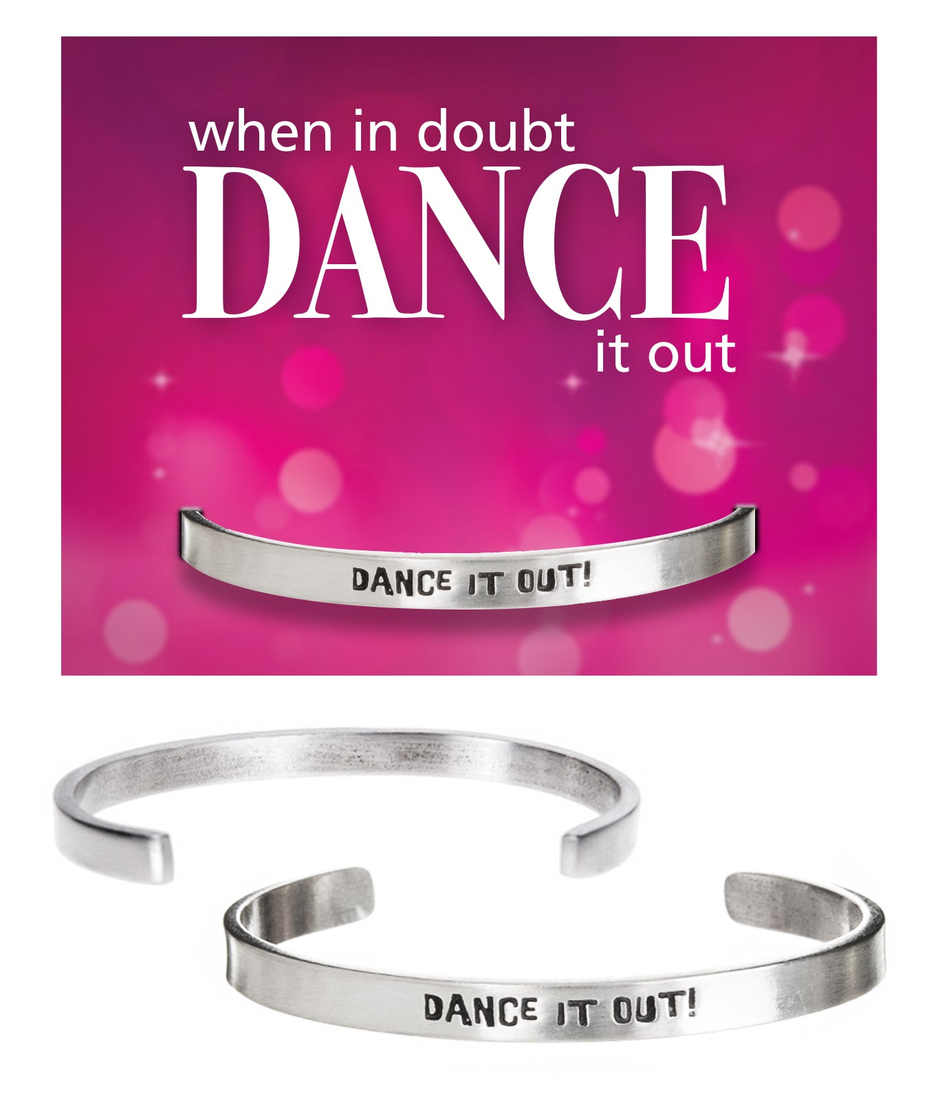 Dance it Out Quotable Cuff Bracelet with backer card